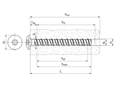 Dessin technique avec dimensions de Tecfi HXE06 - Vis à béton à tête bombée large à six lobes internes