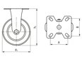 Technical drawing with dimensions of TENTE Agila 2478PJO - Fixed castors with plate fitting