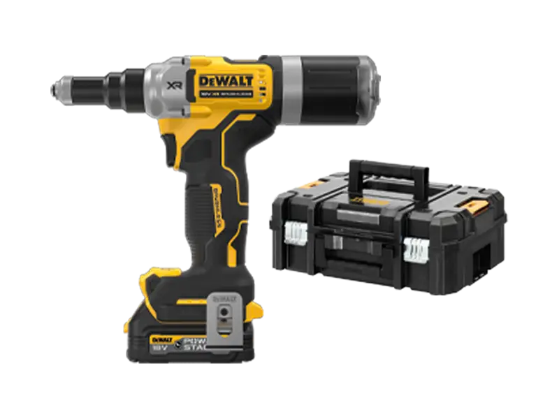 Produktbillede af DEWALT® DCF414-2PS-QW - Batteridrevet nitteværktøj i T STAK™-kitbox, fuldt udstyret
