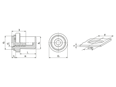 Technical drawing with dimensions of PEM® BS - Self-clinching nuts closed type, with UNF thread, for metallic materials