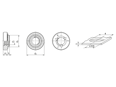 Technical drawing with dimensions of PEM® SL - Self-clinching lock nuts with UNC thread, for metallic materials