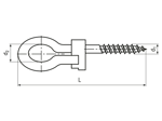 Technical drawing with dimensions of Safety hook screws for swings with threads for wood