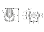 Disegno tecnico con quote di ELESA® RE.F8 - Ruote staffa a piastra fissa, senza freno, PBL