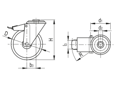 Disegno tecnico con quote di ELESA® RE.F8 - Ruote staffa a piastra girevole, con freno, SBF