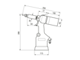 Dibujo técnico con dimensiones de AVDEL® 74200 - Remachadora hidroneumática sin accesorios
