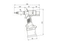 Dessin technique avec dimensions de POP® ProSert® XTN20 - Outil de pose hydro-pneumatique