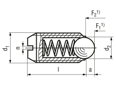 Dibujo técnico con dimensiones de HALDER EH 22050. - Posicionadores de presión con muelle con bola de cerámica y ranura muelle de presión reforzada