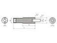 Technical drawing with dimensions of HALDER EH 22070. - Spring Plungers long type, with threadlocking increased spring pressure