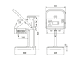 Technical drawing with dimensions of Tappex® 074 - Heat Inserter for press-in threaded inserts