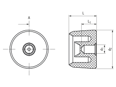 Technical drawing with dimensions of MM WELDING® LiteWWeight® zEPP Mini - Fastener for ultrasonic welding for plastic screw connection for EPP