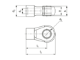 Disegno tecnico con quote di Camloc Motion Control NE - Teste a snodo con foro filettato, inserti in INOX