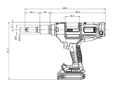 Technical drawing with dimensions of STANLEY® Assembly Technologies PB2500S-QW1832 - Battery-Powered Blind Rivet Tool with process monitoring system