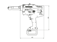 Technical drawing with dimensions of STANLEY® Assembly Technologies LB45PT-70-QW5492 - Battery-Powered Tool for lockbolts