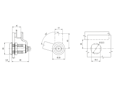Technical drawing with dimensions of southco® VISE ACTION® E3 - Compression latches large 3 mm double bitted recess, clockwise, fixed grip, assembled