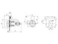 Disegno tecnico con quote di southco® VISE ACTION® E3 - Chiusure a compressione, serie piccola Pomello, chiusura destrorsa, serraggio regolabile