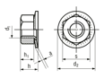 Disegno tecnico con quote di Twolok® CS - Dadi esagonali con rosetta elastica conica imperdibile