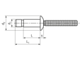 Dessin technique avec dimensions de Huck® Magna-Lok® MGLP-R - Rivets aveugles haute résistance à tête bombée