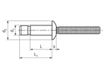 含尺寸的技術圖：Huck® Magna-Lok® MGLP-R - 高強度拉釘 圓頂頭