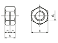 Disegno tecnico con quote di J.Lanfranco HCE - Dadi esagonali autofrenanti ~1d con intaglio interamente metallici