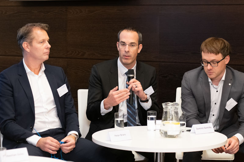 Peter Brans, Thomas Ehrat i dr inż. Dominic Gorecky na konferencji Polish Swiss 4.0 Roundtable 2019