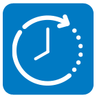 Blaues Piktogramm mit Uhr